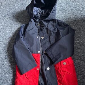 Place Navy and Red Hooded Colorblock Raincoat
